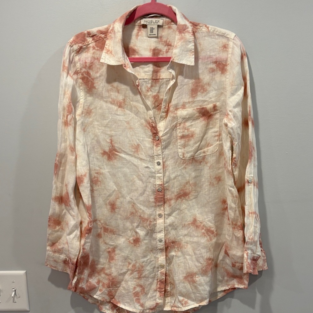 Rachel Zoe Cream and Pink Button-Down Shirt